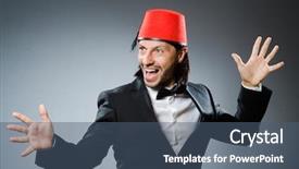  Presentation with turkish - PPT layouts with man in traditional turkish hat and dress background and a ocean colored foreground