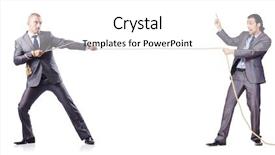  Presentation with war - Audience pleasing slides consisting of man in tug of war backdrop and a white colored foreground