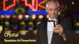  Presentation with casino - Slides consisting of man-in-tuxedo-drinking-champagne background and a wine colored foreground