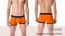  Presentation with shot - Cool new presentation theme with man in underwear studio shot over white backdrop and a coral colored foreground