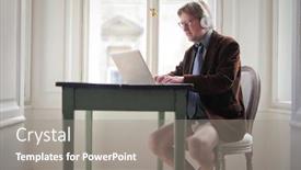  Presentation with tie - Presentation design enhanced with man-in-underwear background and a gray colored foreground