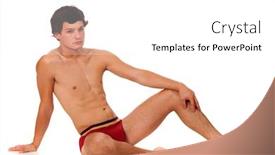  Presentation with prehistoric man - Presentation theme featuring man in underwear background and a white colored foreground