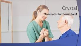  Presentation with trains - Beautiful presentation theme featuring man-in-wheelchair-trains backdrop and a soft green colored foreground