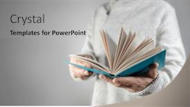  Presentation with knowledge - Presentation design featuring man-in-white-cardigan-holding background and a light gray colored foreground