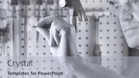  Presentation with nail - Cool new presentation theme with man in workshop with hammer and nail backdrop and a light gray colored foreground