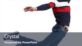  Presentation with falling person - Cool new theme with man in zero gravity backdrop and a ocean colored foreground