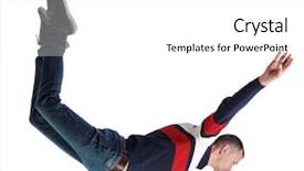  Presentation with falling person - Amazing presentation design having man in zero gravity backdrop and a white colored foreground