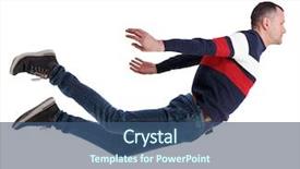  Presentation with falling person - Slide set with man in zero gravity background and a ocean colored foreground