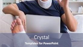  Presentation with crash - PPT theme enhanced with man injured in car crash recovering at home from whiplash injury background and a ocean colored foreground