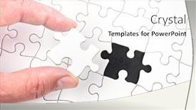  Presentation with golden puzzle piece - Presentation theme consisting of man-inserting-the-final-puzzle background and a cream colored foreground
