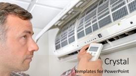  Presentation with air conditioning - Slide deck enhanced with man installing a new air background and a soft green colored foreground