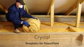  Presentation with thermal insulation - Audience pleasing presentation theme consisting of man-installing-thermal-insulation-layer backdrop and a yellow colored foreground