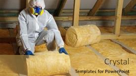  Presentation with thermal insulation - Colorful PPT theme enhanced with man-installing-thermal-roof-insulation backdrop and a yellow colored foreground