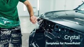  Presentation with automobile - Cool new PPT theme with man installs automobile paint protection backdrop and a  colored foreground