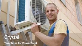  Presentation with conditioner - PPT theme featuring man installs the new air background and a coral colored foreground