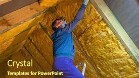  Presentation with mineral - Slide set consisting of man-insulates-the-attic background and a tawny brown colored foreground