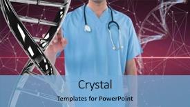  Presentation with dna mitochondry - Cool new presentation design with man interacting with 3d dna backdrop and a light blue colored foreground