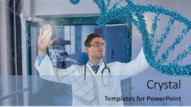  Presentation with dna - Presentation theme with man interacting with 3d dna background and a light blue colored foreground