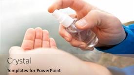  Presentation with antiseptic - Cool new slide set with man-is-applies-an-antiseptic backdrop and a lemonade colored foreground