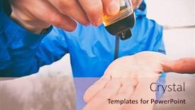  Presentation with antiseptic - Theme having man-is-applies-an-antiseptic background and a lemonade colored foreground