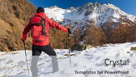  Presentation with adventure - PPT theme with man is backpacking in winter mountains piemonte italian alps europe concepts vacation adventure hiking enterprise self realization background and a light gray colored foreground