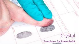  Presentation with fbi crime - Amazing slide deck having man-is-being-finger-printed backdrop and a sky blue colored foreground