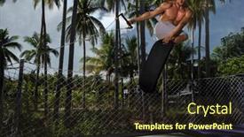  Presentation with rubber - Slides consisting of man-is-engaged-in-trampoline background and a wine colored foreground