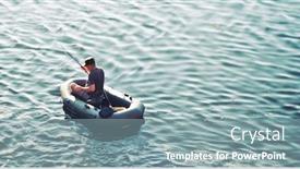  Presentation with fishing boat - PPT layouts featuring man-is-fishing background and a mint green colored foreground