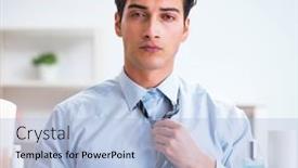  Presentation with work - Theme enhanced with man-is-getting-dressed-up background and a light blue colored foreground