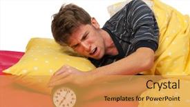  Presentation with wake up - Presentation having man is hating to wake background and a yellow colored foreground