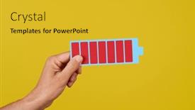  Presentation with battery - Slides with man-is-holding-a-cardboard background and a  colored foreground