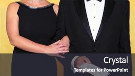  Presentation with black man - Colorful slide set enhanced with man is holding an invitation backdrop and a dark gray colored foreground