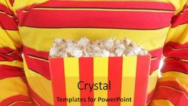  Presentation with cinema - Beautiful presentation theme featuring man is holding popcorn backdrop and a red colored foreground