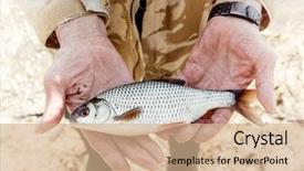 Presentation with fish - Slide set consisting of man is holding roach fish background and a coral colored foreground