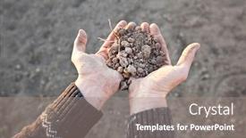  Presentation with soil erosion - Beautiful PPT theme featuring man-is-holding backdrop and a gray colored foreground