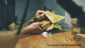  Presentation with envelope - Colorful presentation enhanced with man-is-packing-the-product backdrop and a coral colored foreground