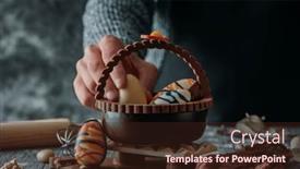  Presentation with easter basket - Theme having man-is-putting-a-white background and a wine colored foreground