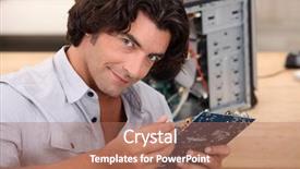  Presentation with long hair man - Audience pleasing presentation consisting of man is repairing a computer backdrop and a coral colored foreground