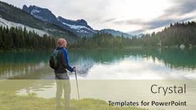  Presentation with relaxation - PPT theme with man-is-resting-at-ease background and a mint green colored foreground