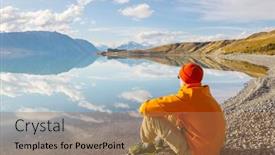  Presentation with calm - Cool new PPT layouts with man-is-resting-at-ease backdrop and a coral colored foreground