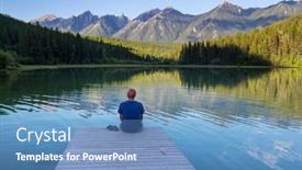  Presentation with calm - Presentation design with man-is-resting-at-ease background and a teal colored foreground