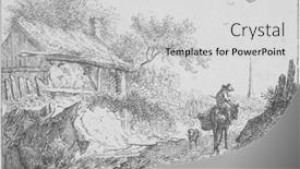  Presentation with mule - PPT theme consisting of man-is-riding-a-pack background and a light gray colored foreground