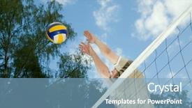  Presentation with one young man exercising handball - Amazing presentation theme having man is throwing the ball backdrop and a light blue colored foreground