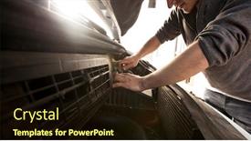  Presentation with broken home - Amazing PPT theme having man-is-trying-to-fix backdrop and a wine colored foreground