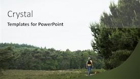  Presentation with free dog - Presentation design featuring man is walking his dog in the free nature of holland background and a sky blue colored foreground