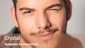  Presentation with weeping eye - Presentation enhanced with man is winking his eye background and a coral colored foreground
