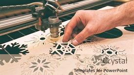  Presentation with laser cutter - Slide deck having man is working with laser background and a lemonade colored foreground