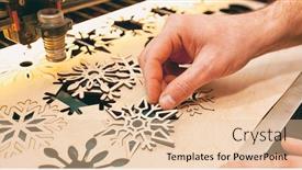  Presentation with laser cutter - Audience pleasing PPT theme consisting of man is working with laser cutter machine and takes out the finished product backdrop and a lemonade colored foreground