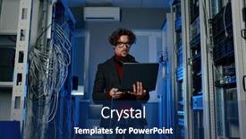  Presentation with datacenter - PPT theme enhanced with man-it-specialist-with-laptop background and a ocean colored foreground
