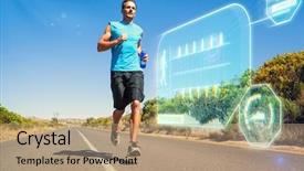  Presentation with road - PPT theme having man jogging on open road background and a coral colored foreground